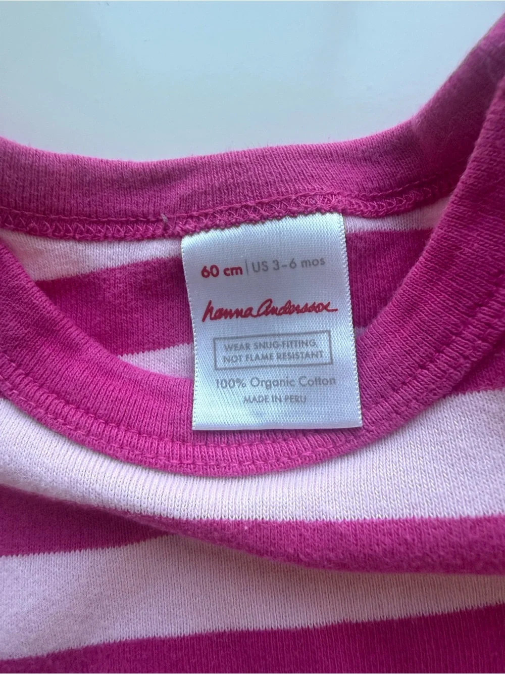 Hanna Andersson Pink Striped Long Johns Size 3-6M